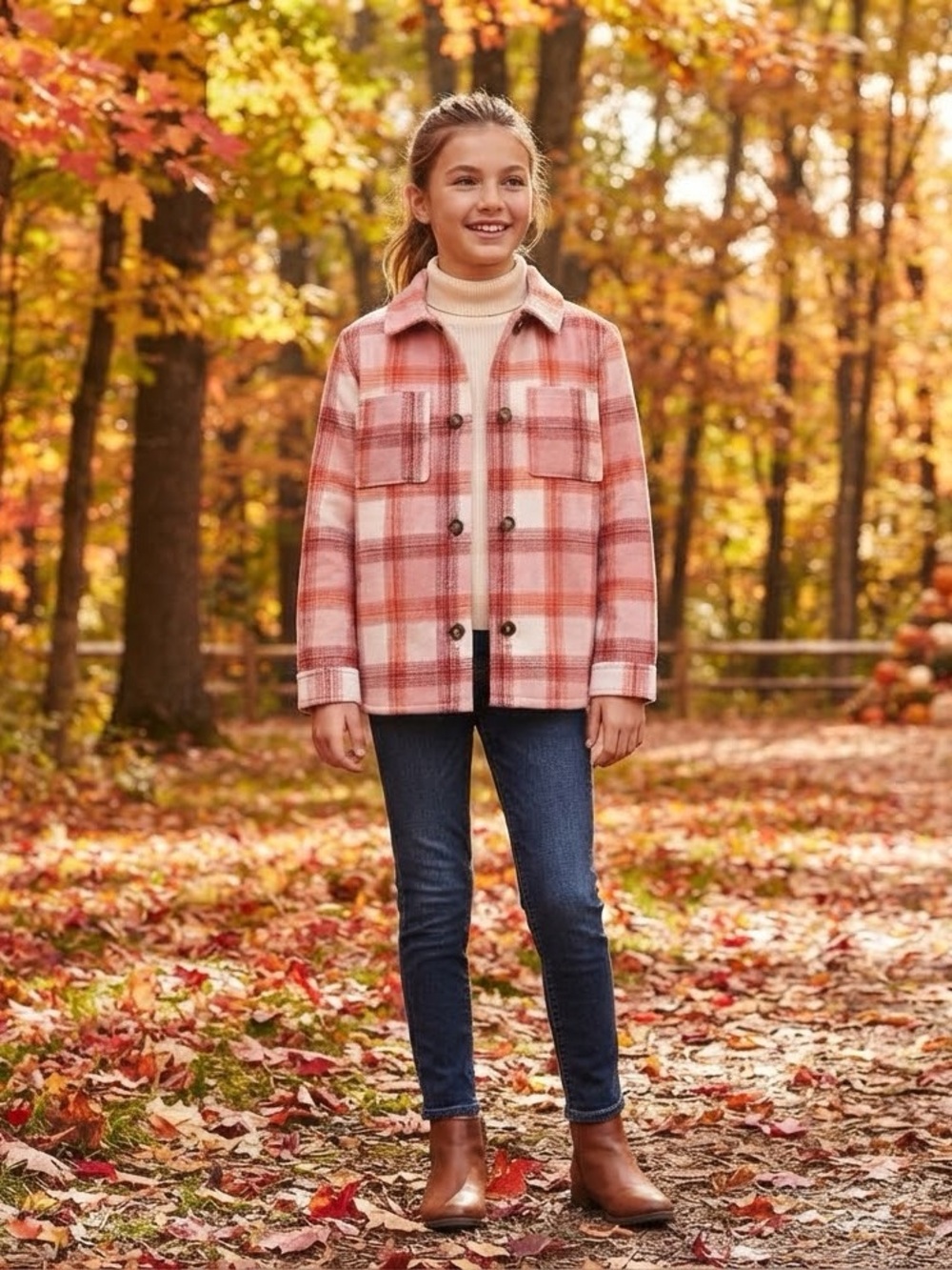 Old Navy Pink Plaid Shacket Jacket for Kids